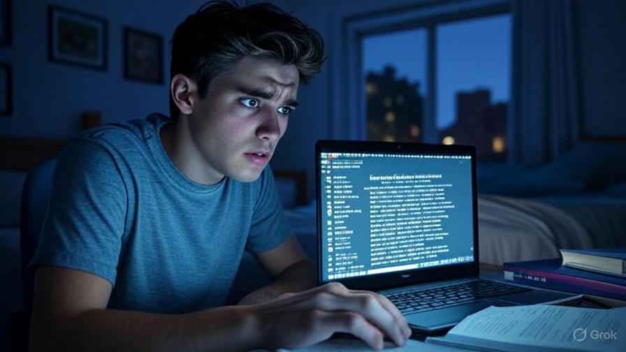 American student worried about plagiarism warning on laptop | Free AI paraphrasing tools guide