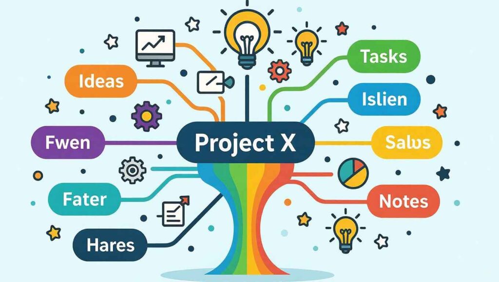 Best AI mind map creator software showing a project plan