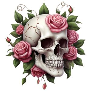 floral skull digital art bundle | 6 rgb skull prints | printable wall art set | a4, 8x10, 9x12 pdf download | gothic floral home decor