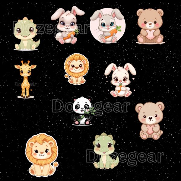 cute baby animal clipart bundle | 10 transparent png images | kids nursery art | cartoon animal stickers | digital download