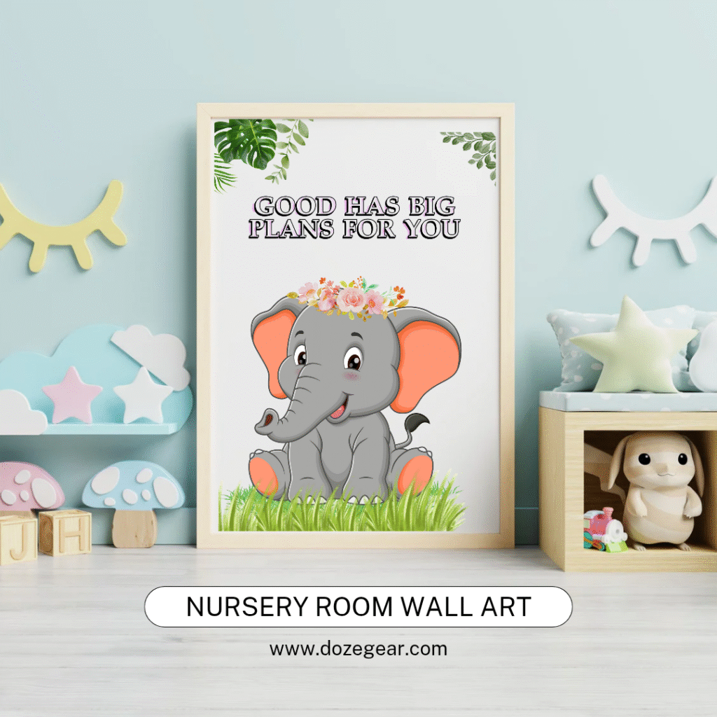 cute baby elephant wall art, digital download, inspirational kids room decor, nursery print, motivational quote art, playful animal poster