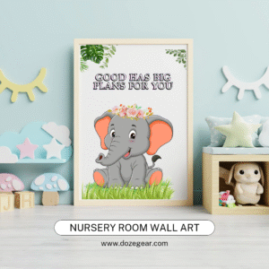 cute baby elephant wall art, digital download, inspirational kids room decor, nursery print, motivational quote art, playful animal poster
