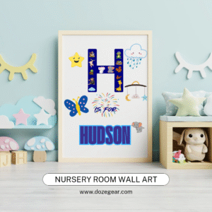 personalized hudson nursery wall art custom name alphabet decor with elephant & stars minimalist baby room decoration