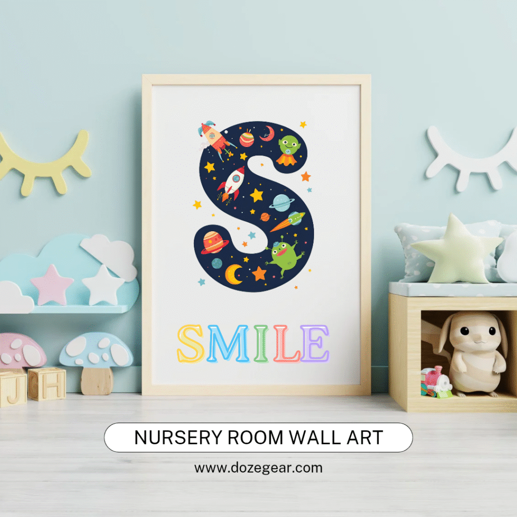 Home s is for smile nursery wall art | space theme kids room print | 8x10" baby room decor
